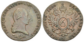 AUSTRIA. Franz II (1792-1806). 6 Kreuzer 1800-6 per Smolnik. AE (g 12,98). Busto laureato a destra. R/ Aquila bicefala, con spada e scettro; corona so...
