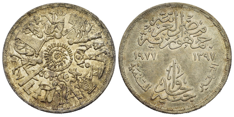 EGITTO. Repubblica Araba. 1 Sterlina 1397 (1977). AR (g 14,85). Serie FAO - Risp...