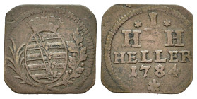 GERMANIA. Ducato di Saxe-Hildburghausen. Joseph Friedrich (1780-1787). 1 Heller 1784. Scudo coronato tra rami di palma e quercia. R/ Valore e data su ...