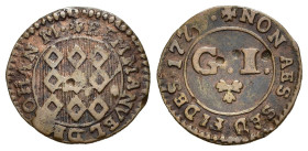 MALTA. Emmanuel de Rohan (1775-1797). Grano 1776. AE (g 1,33). Stemma. R/ Grande G I. Restelli 119. BB. Nr. Reg. 619/24