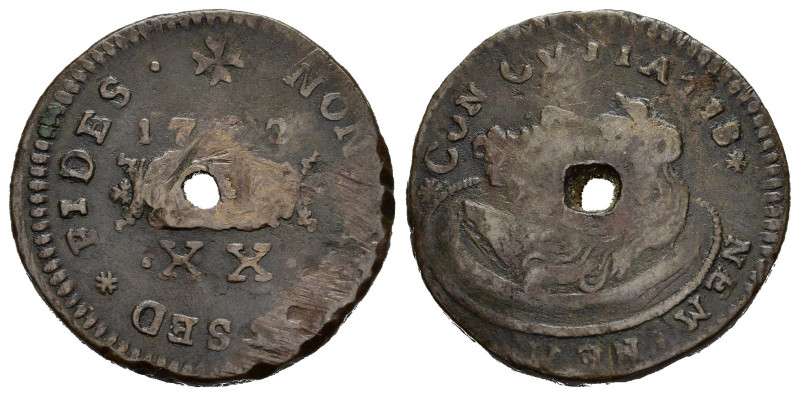 MALTA. Emmanuel Pinto (1741-1773). 1 Tarì 1762. AE (g 8,20). Testa di S. Giovann...