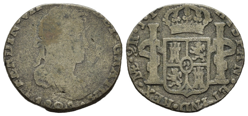 PERU. Ferdinando VII (1808-1821). 2 Reales 1823(?). AR (g 4,00). Zecca di Lima. ...