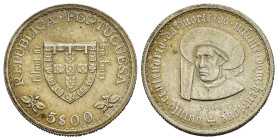 PORTOGALLO. 5 Escudos 1960. 5° Centenario delal morte di Infante D. Henrique (navigatore). AR (g 7,00). Busto del navigatore leggermente a sinistra. R...