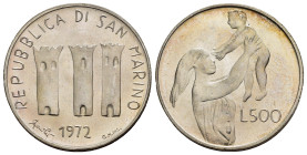 SAN MARINO. 500 lire 1972. Ag. FDC