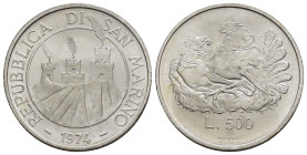 SAN MARINO. 500 lire 1974. Ag. FDC