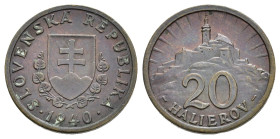 SLOVACCHIA. 20 halierov 1940. qSPL