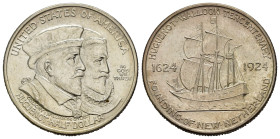 STATI UNITI D'AMERICA. Mezzo Dollaro 1924. AR (g 12,41). Zecca di Philadelphia. Huguenot-Walloon Tercentenary. Ritratti dell'Ammiraglio Gaspard de Col...