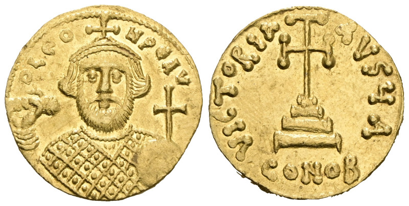 Leontius (695-698 AD). AV Solidus
Constantinople mint.
Obv. D LEON PE AV, bearde...