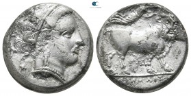 Campania. Neapolis. ΕΥΞ- (Eux-), magistrate circa 275-250 BC. Nomos AR