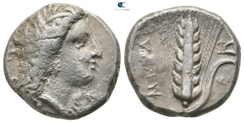 Lucania. Metapontion 330-290 BC. 
Nomos AR

20 mm., 7,81 g.

Head of Demete...