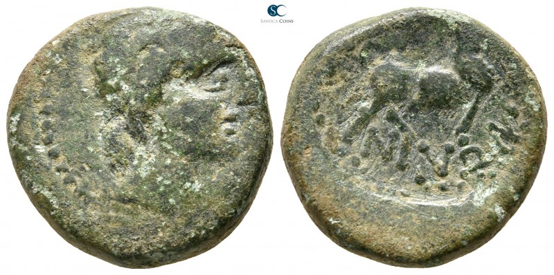 Sicily. Abakainon circa 200-100 BC. 
Bronze Æ

22 mm., 9,53 g.

Male head r...