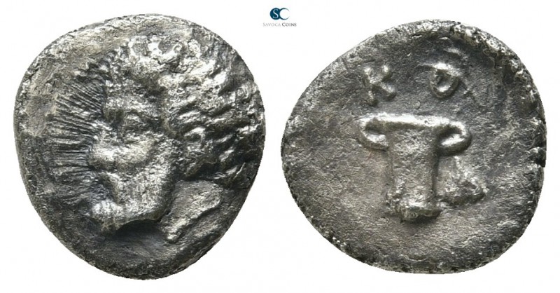 Thrace. Kotys I 382-359 BC. 
Diobol AR

10 mm., 0,83 g.

Bearded head left ...