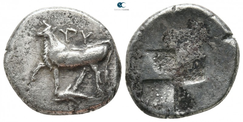Thrace. Byzantion 340-320 BC. 
Siglos AR

18 mm., 5,16 g.

Cow standing lef...