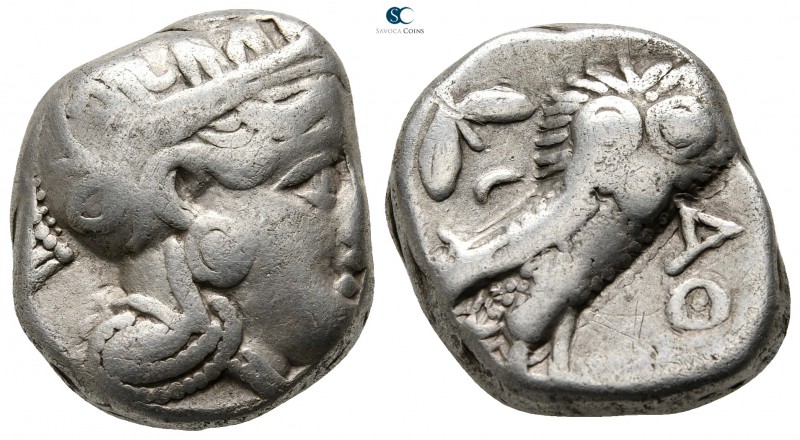 Attica. Athens 350-294 BC. 
Tetradrachm AR

23 mm., 16,80 g.

Head of Athen...