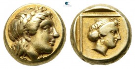 Lesbos. Mytilene circa 377-326 BC. Unusual type of a possibly transitional issue. Hekte - 1/6 Stater EL