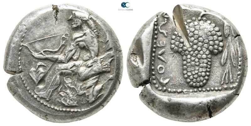 Cilicia. Soloi 425-400 BC. 
Stater AR

21 mm., 10,68 g.

Amazon, wearing bo...