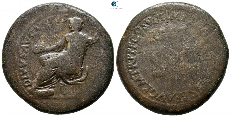 Divus Augustus AD 14. Struck under Titus. Rome
Sestertius Æ

34 mm., 24,23 g....