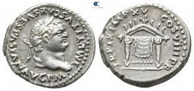 Titus AD 79-81. Struck 1 January-30 June AD 8. Rome. Denarius AR