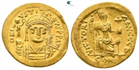 Justin II AD 565-578. 4th officina. Struck 567-578. Constantinople. Solidus AV