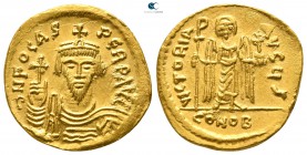 Phocas AD 602-610. Struck AD 607-609. Constantinople. 6th officina. Solidus AV