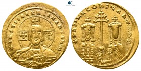 Basil II Bulgaroktonos, with Constantine VIII AD 976-1025. Constantinople. Histamenon Nomisma AV