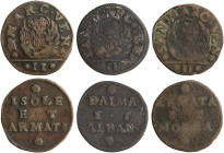 GREECE: Lot of 3 coins composed of 2 Soldi (1686) (ISOLE E.T ARMATA), 2 Soldi (1691) (ARMATA E.T MOREA) & 2 Soldi (1691) (DALMA. E.T ALBAN.). (Hellas ...