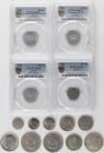 GREECE: Lot of 14 coins composed of 3x 10 Lepta (1922) - graded by PCGS as "AU 55", "AU Detail / Cleaned" & "AU Detail / Environmental Damage", 2x 20 ...