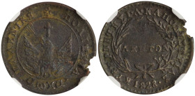 GREECE: 1 Lepton (1828) (type A.1) in copper. Phoenix with converging rays on obverse. Variety "112-G.h" (Extremely Rare) by Peter Chase. Coin alignme...