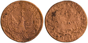 GREECE: 1 Lepton (1828) (type A.1) in copper. Phoenix with converging rays on obverse. Variety "113-G.i" (Scarce) by Peter Chase. Coin alignment. (Hel...