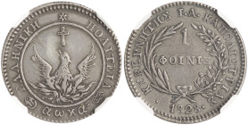 GREECE: 1 Phoenix (1828) in silver (0,900). Phoenix rising from its flames on obverse. Inside slab by NGC "XF DETAILS / OBV REPAIRED". Cert number: 82...