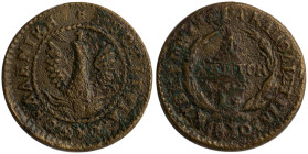 GREECE: 1 Lepton (1830) (type B.2) in copper. Phoenix (big) within pearl circle on obverse. Variety "216-K.i" (Rare) by Peter Chase. Environmental dam...