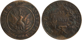 GREECE: 10 Lepta (1830) (type A.3) in copper. Phoenix with unconcentrated rays within solid circle on obverse. Variety "265-D.d" by Peter Chase. (Hell...