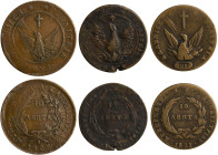 GREECE: Lot of 3 coins composed of 10 Lepta (1828) (type A.1) (Chase 170-F.g), 10 Lepta (1830) (type B.2) (Chase 288-S.n / Rare) & 10 Lepta (1831) (ty...