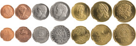 GREECE: Coin set (1993) composed of 1 Drachma (type II), 2 Drachmas (type II), 5 Drachmas, 10 Drachmas, 20 Drachmas (type II), 50 Drachmas (type II) &...
