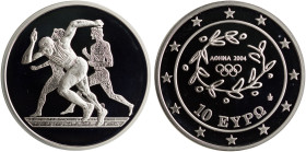 GREECE: 10 Euro (ND 2003) in silver (0,925) commemorating the Athens 2004 Olympic Games / part of the first set. Ancient and modern runners on obverse...