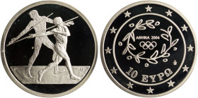 GREECE: 10 Euro (ND 2003) in silver (0,925) commemorating the Athens 2004 Olympic Games / part of the second set. Ancient and modern javelin throwers ...