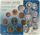 GREECE: Euro coin set (2007) composed of 1, 2, 5, 10, 20 and 50 Cent & 1 and 2 Euro. Inside official blister commemorating the coins of the Aegean, is...