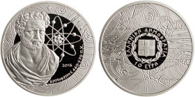 GREECE: 10 Euro (2016) in silver (0,925) commemorating the Greek Culture / Philosophers - Demokritos. Inside its official case with its CoA with no "0...