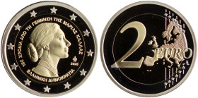 GREECE: 2 Euro (2023) in bi-metal commemorating the 100 years from the birth of Maria Callas. Inside its official case with CoA with no "0675". Proof.