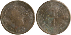 CYPRUS: 1/4 Piastre (1882 H) in bronze. Crowned head of Queen Victoria facing left on obverse. Denomination within circle on reverse. Mint: Heaton. Be...