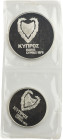 CYPRUS: Complete set of 2 coins (1976) in silver (0,925) composed of 500 Mils & 1 Pound commemorating the Refugees. Inside sealed holder and official ...