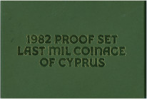 CYPRUS: Proof set (1982) commemorative the last Mil coinage, composed of 1 Mil, 2x 5 Mils, 25 Mils, 50 Mils, 100 Mils & 500 Mils. Inside their officia...