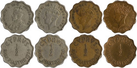 CYPRUS: Lot of 4 coins composed of 1/2 Piastres (1934), 1/2 Piastre (1938), 1/2 Piastre (1943) & 1/2 Piastre (1949). Inside slabs by PCGS "VF 35", "XF...