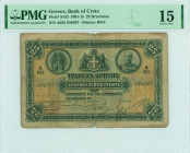 GREECE: 25 Drachmas (18.8.1910) in black on orange and green unpt. Ancient Cretan coin at upper left, portrait of Prince George at upper right and coa...