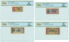 GREECE: Set of 4 banknotes (18.6.1941) composed of 50 Lepta, 1 Drachma, 2 Drachmas & 5 Drachmas. Printed by Aspiotis-ELKA. Inside holders by PCGS "UNC...