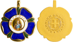 GREECE: Order of Benefience (Hellenic Republic edition). Gold medal. Without ribbon and ring. Enamel fault. Diameter: 32mm. About Extremely Fine.