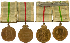 GREECE: Balkan wars 1912-13 / Greek-Turkish & Greek-Bulgarian. With full original (worn) ribbons. (Stratoudakis 109.02 & 110.02). Very Fine plus.