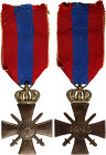GREECE: War Cross 1940. 1st class: Bronze cross with gold crown. With full original ribbon. Double struck year on back. (Stratoudakis 121.11a). Extrem...