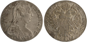 AUSTRIAN STATES / BURGAU: Modern restrike of 1 Thaler (1780 SF X) in silver. Mature bust of Maria Theresa facing right on obverse. Crowned imperial do...