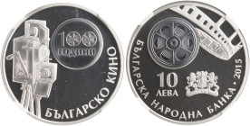 BULGARIA: 10 Leva (2015) in silver (0,925), with embedded silver oxidized medallion commemorating the 100th anniversary of the Bulgarian Cinema. Film ...